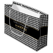 Elke leeftijd zwart wit houndstooth Gelukkige verj Groot Cadeauzakje (Voorkant Gekanteld)
