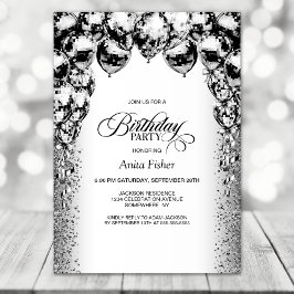 Elke leeftijd zwart-witte ballonnen verjaardagsfee kaart