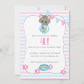 Elke leeftijdscatroon of 'Kitten Birthday'-uitnodi Kaart (Voorkant)