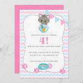 Elke leeftijdscatroon of 'Kitten Birthday'-uitnodi Kaart (Voorkant / Achterkant)