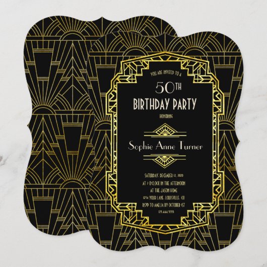 ELKE LEEFTIJDSE Black- EN Gold-geweldige Gatsby Bi Kaart (Voorkant / Achterkant)