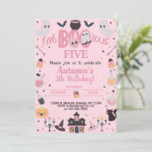 ELKE LEEFTIJDSE VROUW Halloween meisje roze uitnod Kaart (Staand voorkant)