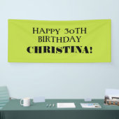 Elke Leeggroene zwarte Happy Birthday-banner Spandoek (Beurs)