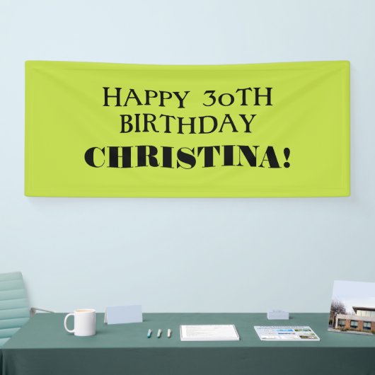 Elke Leeggroene zwarte Happy Birthday-banner Spandoek (Beurs)