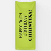 Elke Leeggroene zwarte Happy Birthday-banner Spandoek (Verticaal)