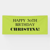 Elke Leeggroene zwarte Happy Birthday-banner Spandoek (Horizontaal)