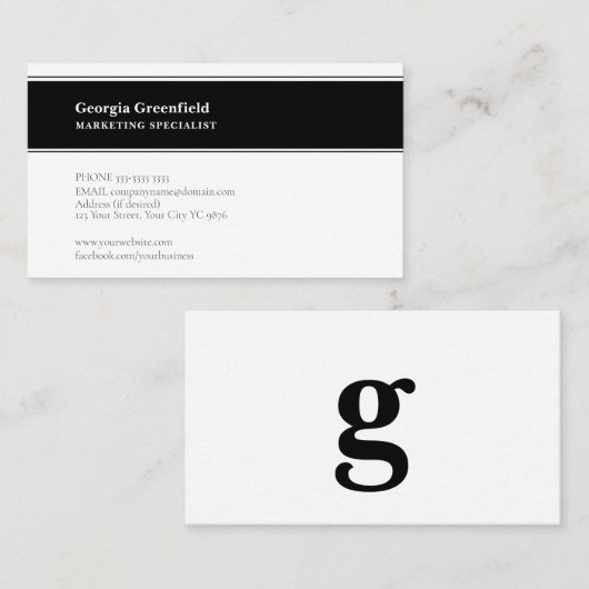 Elke letter, Eenvoudig Deluxe wit landschap Visitekaartje (Voorkant / Achterkant)