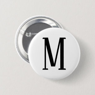 Elke letter Zwart & Wit of doe-het-zelf kleuren Ronde Button 5,7 Cm