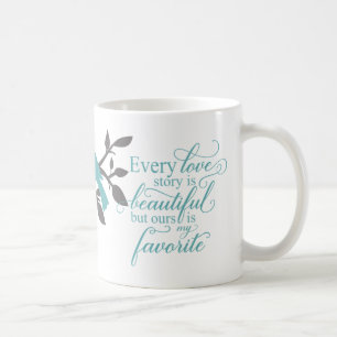 Elke liefdesgeschiedenis is prachtige typografie koffiemok