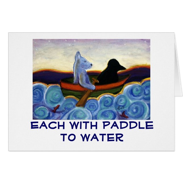 Elke met een peddel naar water (Voorkant Horizontaal)