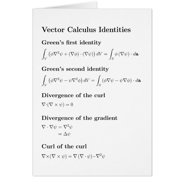 Elke mogelijke kaart: Vectorcalculusidentiteiten (Voorkant)