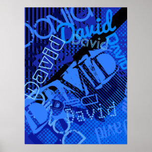 Elke naam aanpasbare creatieve blauw poster