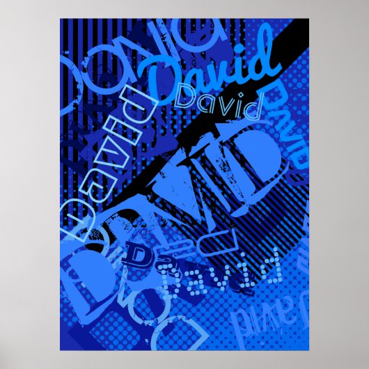 Elke naam aanpasbare creatieve blauw poster (Voorkant)