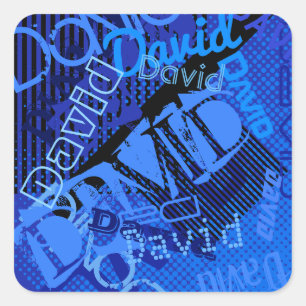 Elke naam aanpasbare creatieve blauw vierkante sticker