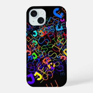 Elke naam aanpasbare heldere kleuren & zwart iPhone 15 case
