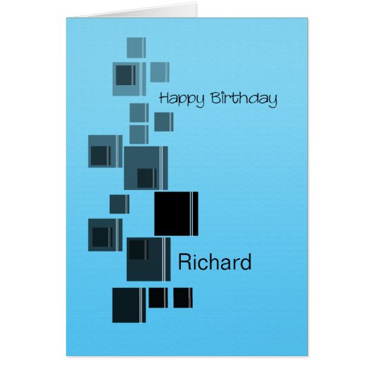 Elke naam Abstract Design Blue Birthday-kaart (Voorkant)