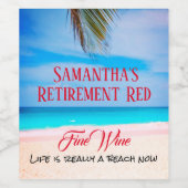 Elke naam Beach Sand Retirement Red Fine Wine Wijn Etiket (Enkel label)