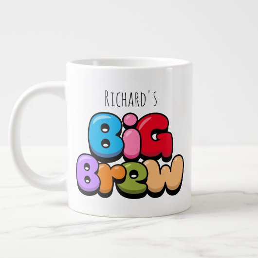 Elke naam Big Brew Giant Coffee Mok (Links)