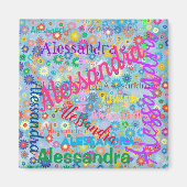 Elke Naam Collage met Bloemen Magnet (Voorkant)