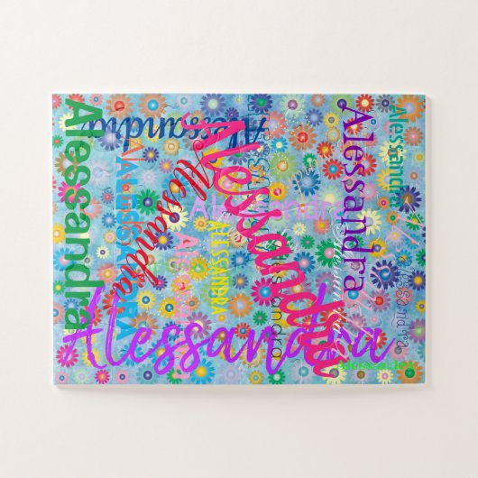 Elke naam Collage Puzzel met bloemen Legpuzzel (Horizontaal)