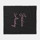 Elke naam | Cool bewerkbare roze script op zwart Fleece Deken (Voorkant (Horizontaal))