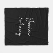 Elke naam | Cool bewerkbare witte script op zwart Fleece Deken (Voorkant (Horizontaal))