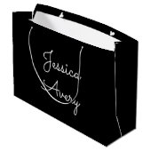 Elke naam | Cool bewerkbare witte script op zwart Groot Cadeauzakje (Achterkant Gekanteld)