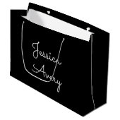 Elke naam | Cool bewerkbare witte script op zwart Groot Cadeauzakje (Voorkant Gekanteld)