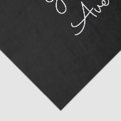 Elke naam | Cool bewerkbare witte script op zwart Tissuepapier (Detail)
