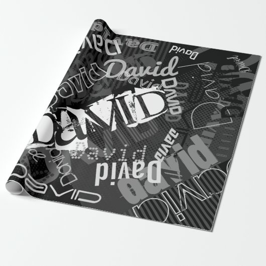 Elke naam  Creative Black & White Cadeaupapier (Uitgerold)