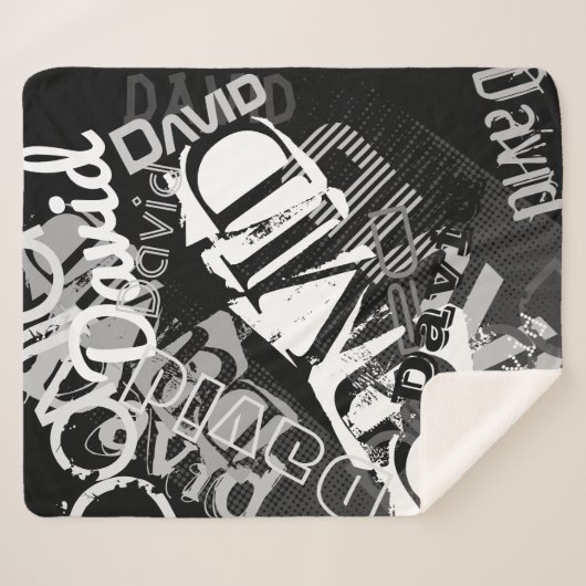 Elke naam  Creative Black & White Sherpa Deken (Voorkant (horizontaal))