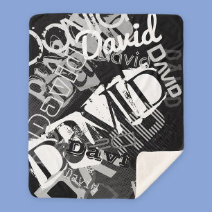 Elke naam  Creative Black & White Sherpa Deken