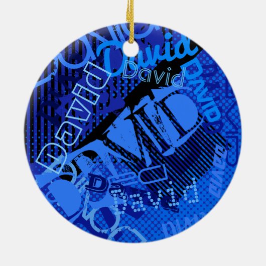 Elke naam  Creative Blue Keramisch Ornament (Achterkant)