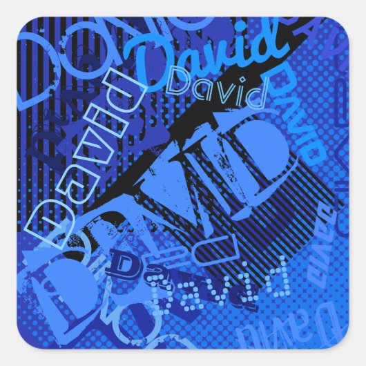 Elke naam  Creative Blue Vierkante Sticker (Voorkant)