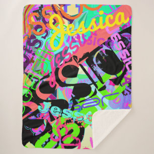 Elke naam Creative Bold Super Kleurrijk Sherpa Deken