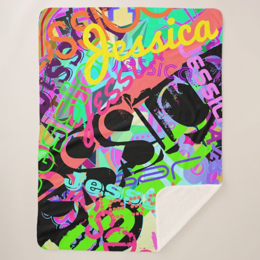 Elke naam  Creative Bold Super Kleurrijk Sherpa Deken (Voorkant)
