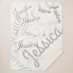 Elke naam  Creative Grey & White Sherpa Deken
