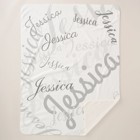 Elke naam  Creative Grey & White Sherpa Deken (Voorkant)