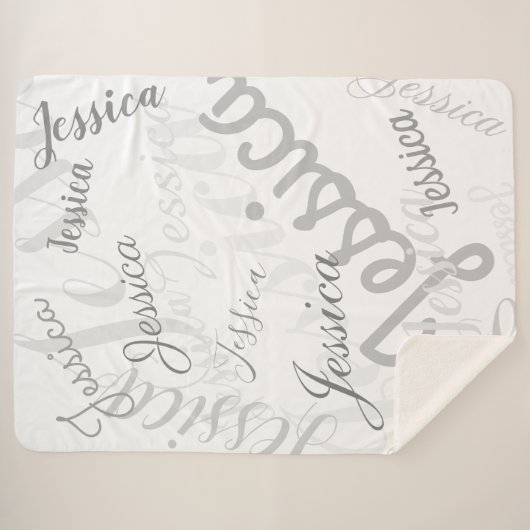 Elke naam  Creative Grey & White Sherpa Deken (Voorkant (horizontaal))