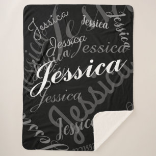 Elke naam  Creative Zwart Grijs & Wit Sherpa Deken