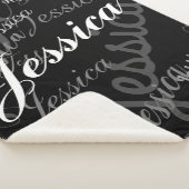 Elke naam  Creative Zwart Grijs & Wit Sherpa Deken (3/4)