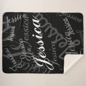 Elke naam  Creative Zwart Grijs & Wit Sherpa Deken (Voorkant (horizontaal))