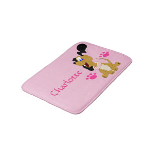 Elke naam Cute Puppy W/Pink Paws Mat