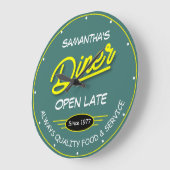 Elke naam Diner Datum Slogan Yellow Retro Blauwgro Grote Klok (Hoek)