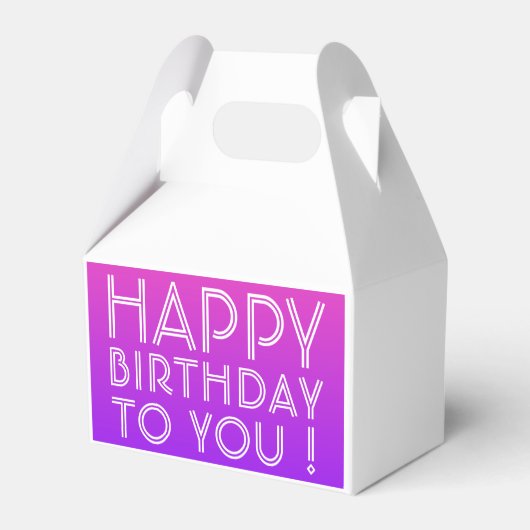 Elke naam Editable Happy Birthday roze Paarse Ombr Bedankdoosjes (Achterkant)