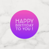 Elke naam Editable Happy Birthday roze Paarse Ombr Confetti (Kleine voorkant)