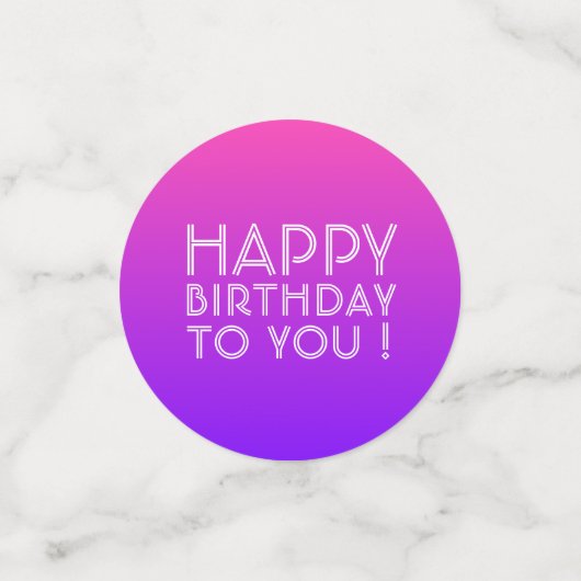 Elke naam Editable Happy Birthday roze Paarse Ombr Confetti (Kleine voorkant)