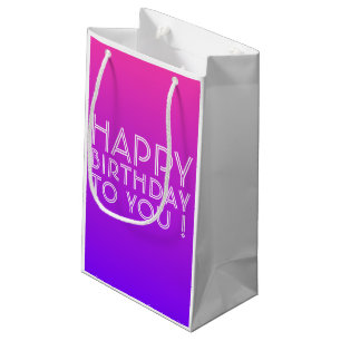 Elke naam Editable Happy Birthday roze Paarse Ombr Klein Cadeauzakje