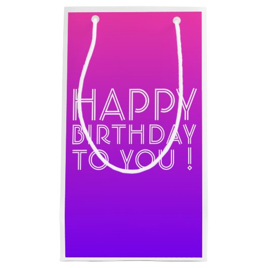 Elke naam Editable Happy Birthday roze Paarse Ombr Klein Cadeauzakje (Voorkant)