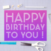 Elke naam Editable Happy Birthday roze Paarse Ombr Tissuepapier (Craft)